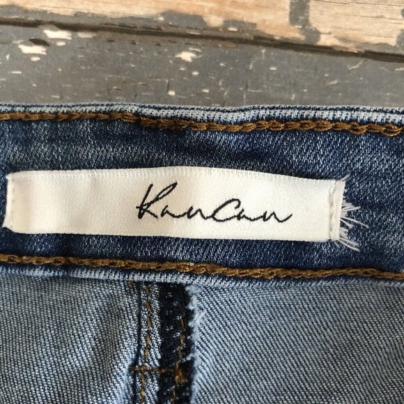 KanCan Denim Mini Skirt Size 25/3 Blue Jean Distressed Raw Hem Frayed - Picture 5 of 7